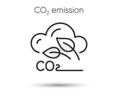 Téléchargez les illustrations : Icône de conduite de gaz CO2. Signe de compensation du dioxyde de carbone. Symbole des émissions de CO2. Illustration pour application web et mobile. Style ligne icône de pollution au dioxyde de carbone. Sauvegarder l'écologie et l'environnement symbole. Vecteur - en licence libre de droit