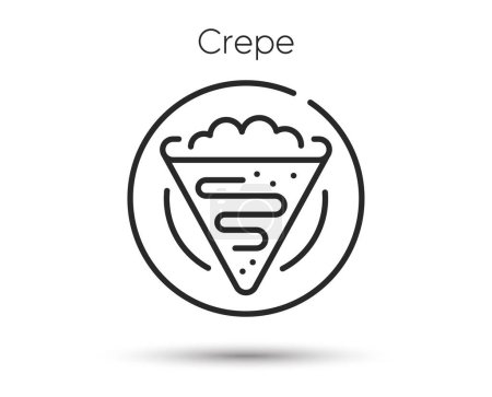 Crepe line icon. Sweet pancake on plate sign. Snack food symbol. Illustration for web and mobile app. Line style cream crepe icon. Editable stroke tasty pancake. Breakfast menu food. Vector