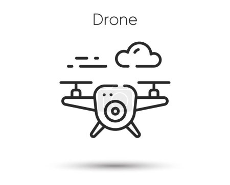 Illustration for Drone line icon. Quadcopter with video camera sign. Quadrotor helicopter symbol. Illustration for web and mobile app. Line style quadrotor helicopter icon. Editable stroke drone. Vector - Royalty Free Image
