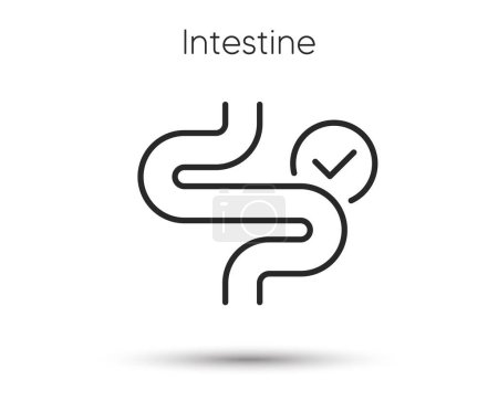 Illustration for Intestine line icon. Digestion sign. Health bowel symbol. Colonoscopy gut procedure. Illustration for web and mobile app. Line style intestines health icon. Editable stroke colon bowel. Vector - Royalty Free Image