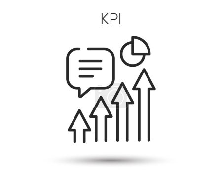 Icono de línea Kpi. Señal de indicador de rendimiento clave. Progreso y éxito objetivos símbolo. Ilustración para web y aplicación móvil. Línea de negocio icono indicador de rendimiento. Gráfico Kpi editable. Vector