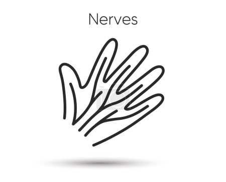 Illustration for Hand nerves line icon. Varicose veins disease symbol. Health anatomy sign. Illustration for web and mobile app. Line style nerves syndrome icon. Editable stroke hand veins. Vector - Royalty Free Image