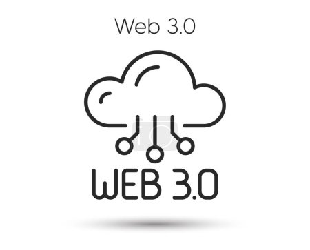 Téléchargez les illustrations : Icône Web 3.0. Signe de technologie Internet Web3. Symbole Cloud décentralisé. Illustration pour application web et mobile. Style ligne icône de la technologie Internet. Site Web d'AVC modifiable 3.0. Vecteur - en licence libre de droit