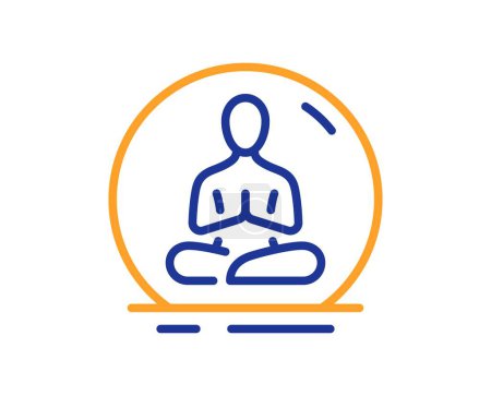 Illustration for Yoga line icon. Meditation pose sign. Relax body and mind symbol. Colorful thin line outline concept. Linear style yoga icon. Editable stroke. Vector - Royalty Free Image