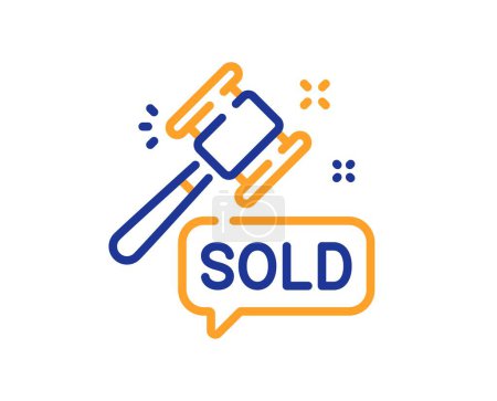 Illustration for Auction hammer line icon. Bid offer sign. Lot was sold symbol. Colorful thin line outline concept. Linear style auction hammer icon. Editable stroke. Vector - Royalty Free Image