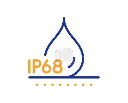 Illustration for Waterproof line icon. Water resistant ip68 sign. Drop protection symbol. Colorful thin line outline concept. Linear style waterproof icon. Editable stroke. Vector - Royalty Free Image
