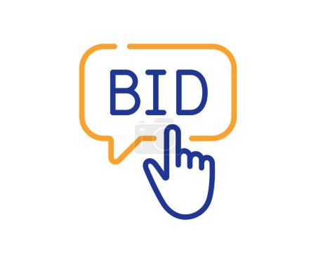 Illustration for Bid offer line icon. Auction sign. Raise the price up symbol. Colorful thin line outline concept. Linear style bid offer icon. Editable stroke. Vector - Royalty Free Image