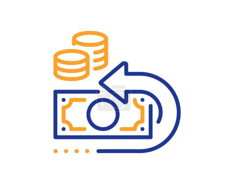Illustration for Cash back line icon. Return money sign. Bank benefits symbol. Colorful thin line outline concept. Linear style cash back icon. Editable stroke. Vector - Royalty Free Image