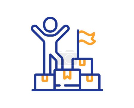 Illustration for Delivery man line icon. Courier with packages sign. Things deliver symbol. Colorful thin line outline concept. Linear style delivery man icon. Editable stroke. Vector - Royalty Free Image