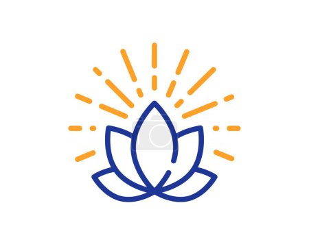 Illustration for Lotus line icon. Yoga meditation flower sign. Mind relax and peace symbol. Colorful thin line outline concept. Linear style lotus icon. Editable stroke. Vector - Royalty Free Image