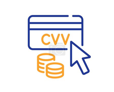 Illustration for CVV code line icon. Credit card sign. Online money symbol. Colorful thin line outline concept. Linear style cVV code icon. Editable stroke. Vector - Royalty Free Image