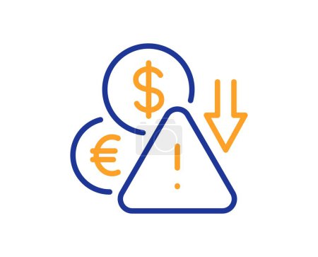 Illustration for Deflation line icon. Economic crisis sign. Income reduction symbol. Colorful thin line outline concept. Linear style deflation icon. Editable stroke. Vector - Royalty Free Image