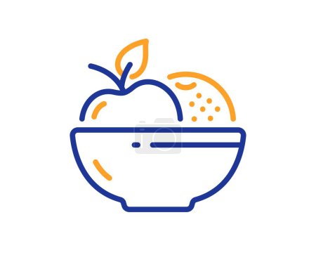 Ilustración de Icono de línea de frutas. Signo de comida vegetariana. Símbolo naranja y manzana. Concepto delgada línea delgada colorido. Icono de frutas de estilo lineal. Un derrame cerebral. Vector - Imagen libre de derechos