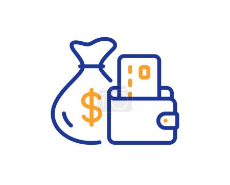 Illustration for Change money line icon. Credit card sign. Cash payment symbol. Colorful thin line outline concept. Linear style change money icon. Editable stroke. Vector - Royalty Free Image