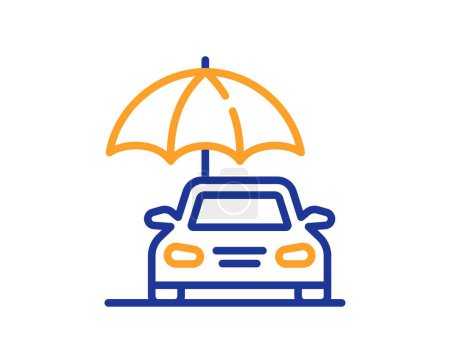 Illustration for Car insurance line icon. Risk management sign. Vehicle with umbrella symbol. Colorful thin line outline concept. Linear style car insurance icon. Editable stroke. Vector - Royalty Free Image