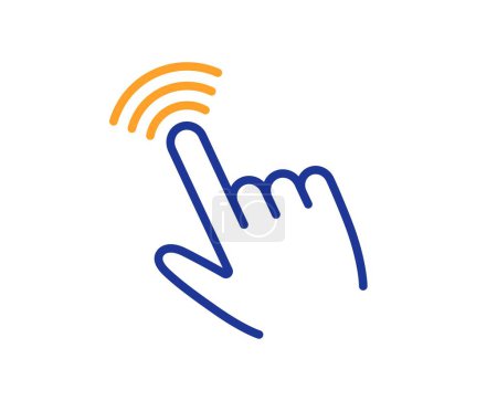 Illustration for Hand cursor line icon. Click action sign. Finger pointer symbol. Colorful thin line outline concept. Linear style cursor icon. Editable stroke. Vector - Royalty Free Image