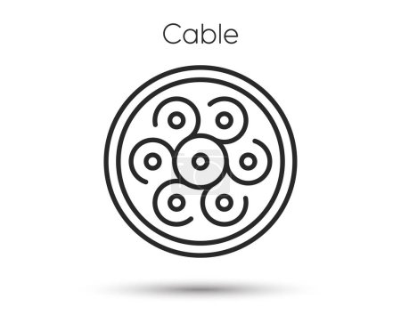 Illustration for Fiber section icon. Optic cable sign. Internet network wire symbol. Illustration for web and mobile app. Line style optic fibre icon. Editable stroke internet cable section. Vector - Royalty Free Image