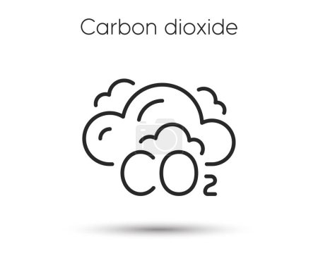 Illustration for Co2 gas line icon. Carbon dioxide offset sign. Co2 emissions symbol. Illustration for web and mobile app. Line style carbon dioxide pollution icon. Save ecology and environment symbol. Vector - Royalty Free Image