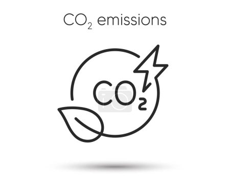 Illustration for Co2 gas line icon. Carbon dioxide offset sign. Co2 emissions symbol. Illustration for web and mobile app. Line style carbon dioxide pollution icon. Save ecology and environment symbol. Vector - Royalty Free Image