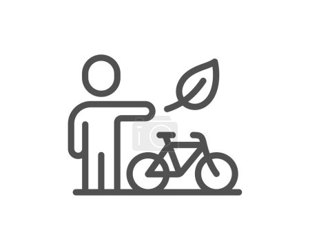 Illustration for Eco bike line icon. City bicycle transport sign. Outdoor transportation symbol. Quality design element. Linear style eco bike icon. Editable stroke. Vector - Royalty Free Image