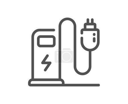 Illustration for Charging station line icon. Car charge plug sign. Electric power symbol. Quality design element. Linear style charging station icon. Editable stroke. Vector - Royalty Free Image
