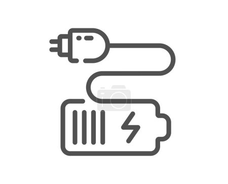 Illustration for Battery plug line icon. Charge accumulator sign. Electric power symbol. Quality design element. Linear style battery icon. Editable stroke. Vector - Royalty Free Image