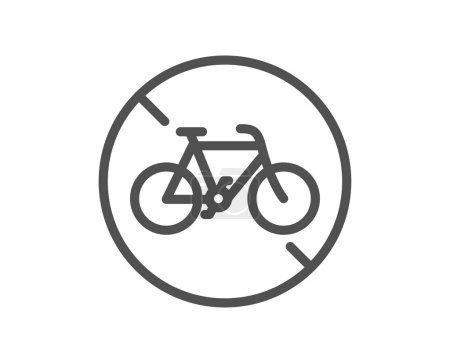 Ilustración de Bicicleta prohibida icono de línea. Transporte en bicicleta de la ciudad no está permitido firmar. Velocipede símbolo prohibido. Elemento diseño de calidad. Estilo lineal bicicleta icono prohibido. Un derrame cerebral. Vector - Imagen libre de derechos