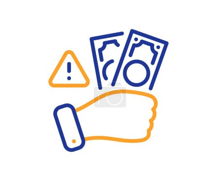 Illustration for Fraud line icon. Money bribe crime sign. Cash scam symbol. Colorful thin line outline concept. Linear style fraud icon. Editable stroke. Vector - Royalty Free Image