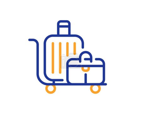 Illustration for Baggage cart line icon. Travel luggage sign. Journey bag trolley symbol. Colorful thin line outline concept. Linear style baggage cart icon. Editable stroke. Vector - Royalty Free Image