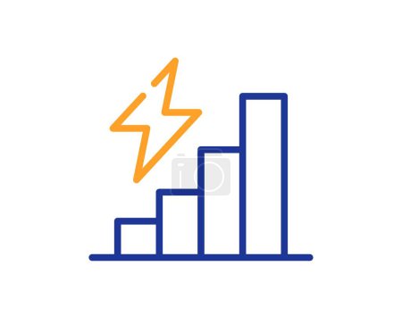 Illustration for Consumption growth line icon. Electric power up trend sign. Energy chart symbol. Colorful thin line outline concept. Linear style consumption growth icon. Editable stroke. Vector - Royalty Free Image
