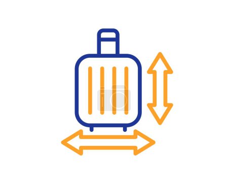 Illustration for Carry-on baggage size line icon. Hand luggage dimensions sign. Travel carry-on bag symbol. Colorful thin line outline concept. Linear style baggage size icon. Editable stroke. Vector - Royalty Free Image