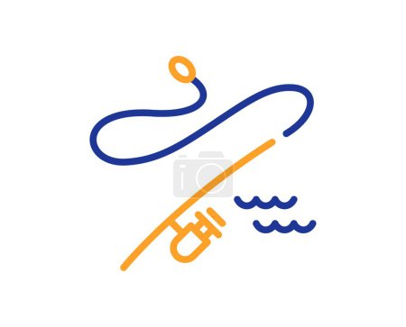 Illustration for Fishing rod line icon. Spinning fish-rod sign. Fish catch tackle symbol. Colorful thin line outline concept. Linear style fishing rod icon. Editable stroke. Vector - Royalty Free Image