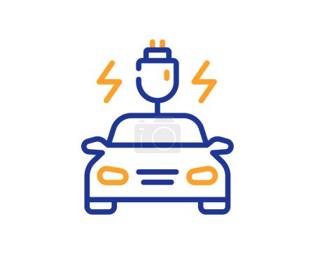 Illustration for Car charging line icon. Vehicle charge plug sign. Electric power symbol. Colorful thin line outline concept. Linear style car charging icon. Editable stroke. Vector - Royalty Free Image