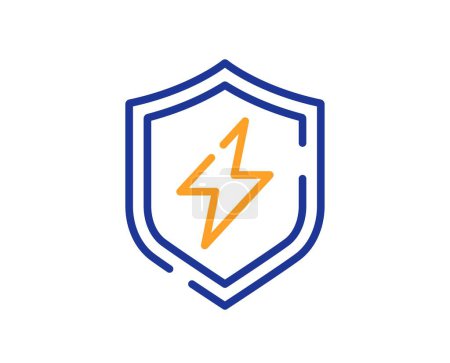Illustration for Power safety line icon. Electric energy shield sign. Lightning bolt symbol. Colorful thin line outline concept. Linear style power safety icon. Editable stroke. Vector - Royalty Free Image