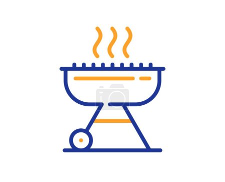 Illustration for Grill line icon. Barbecue cooker for cooking food sign. Hot meat brazier symbol. Colorful thin line outline concept. Linear style grill icon. Editable stroke. Vector - Royalty Free Image