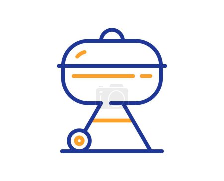Illustration for Grill line icon. Barbecue cooker for cooking food sign. Meat brazier symbol. Colorful thin line outline concept. Linear style grill icon. Editable stroke. Vector - Royalty Free Image