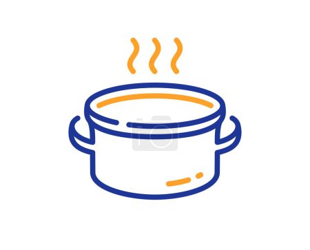 Illustration for Saucepan line icon. Kitchen pot sign. Food cooking utensils symbol. Colorful thin line outline concept. Linear style saucepan icon. Editable stroke. Vector - Royalty Free Image