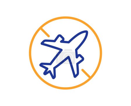 Illustration for Airplane mode line icon. Cancel flight sign. Turn off mobile in plane symbol. Colorful thin line outline concept. Linear style airplane mode icon. Editable stroke. Vector - Royalty Free Image