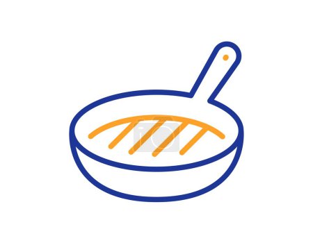 Illustration for Grill pan line icon. Kitchen griddle sign. Food cooking utensils symbol. Colorful thin line outline concept. Linear style grill pan icon. Editable stroke. Vector - Royalty Free Image