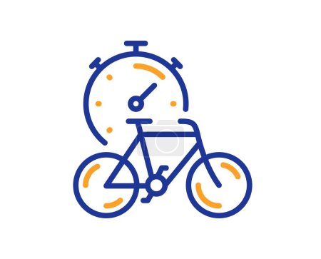 Illustration for Bike timer line icon. Delivery bicycle transport sign. Outdoor transportation symbol. Colorful thin line outline concept. Linear style bike timer icon. Editable stroke. Vector - Royalty Free Image