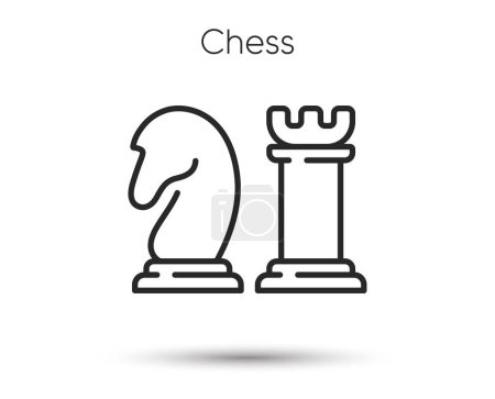 Ilustración de Icono de línea de ajedrez. Signo de estrategia de juego de mesa. Caballero y torre de ajedrez pieza símbolo. Ilustración para web y aplicación móvil. Icono de juego de ajedrez estilo línea. Estrategia de gestión de negocio de ictus editable. Vector - Imagen libre de derechos