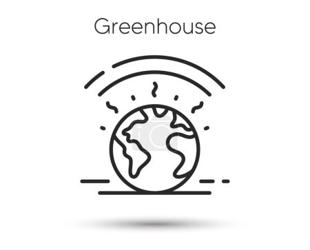Illustration for Greenhouse line icon. Warming effect sign. Global warm symbol. Illustration for web and mobile app. Line style climate temperature icon. Editable stroke greenhouse. Global warming effect. Vector - Royalty Free Image