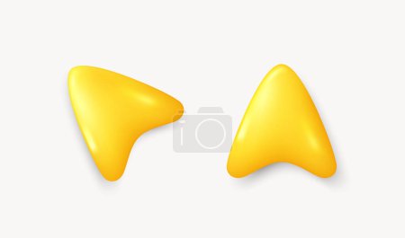 Illustration for 3d arrow pointer icon isolated on white background. Yellow realistic mouse cursor. 3d click arrow, gold selection tool. Realistic render direction arrow. Computer mouse arrow. Vector illustration - Royalty Free Image