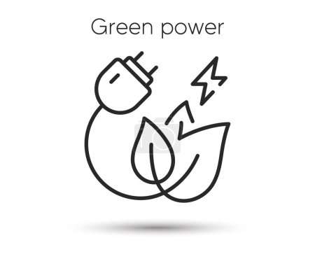 Ilustración de Icono de línea de enchufe ecológico verde. Energía eficiente enchufe y signo de hoja. Renovable, símbolo de energía ecológica. Ilustración para web y aplicación móvil. Estilo de línea icono de energía verde. Energía eléctrica. Vector - Imagen libre de derechos