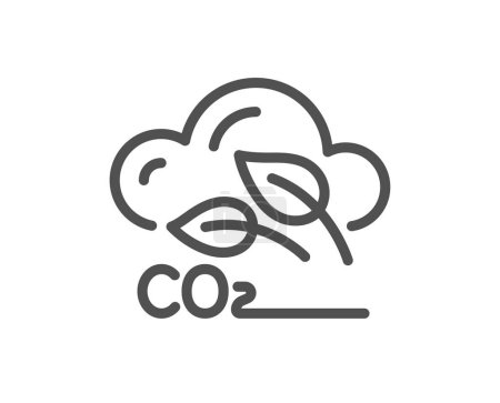 Illustration for Co2 gas line icon. Carbon dioxide emissions sign. Exhaust reduction symbol. Quality design element. Linear style co2 gas icon. Editable stroke. Vector - Royalty Free Image