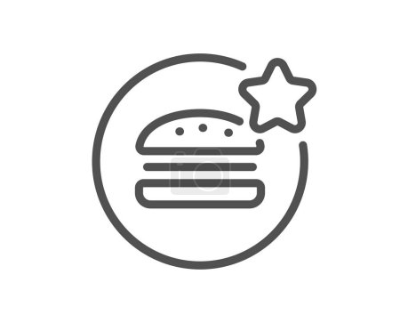 Ilustración de El mejor icono de línea de comida. Signo estrella de la hamburguesa. Restaurante símbolo de tasa superior. Elemento diseño de calidad. Estilo lineal mejor icono de la comida. Un derrame cerebral. Vector - Imagen libre de derechos