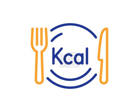 Illustration for Calories line icon. Diet kcal sign. Low calorie food symbol. Colorful thin line outline concept. Linear style calories icon. Editable stroke. Vector - Royalty Free Image
