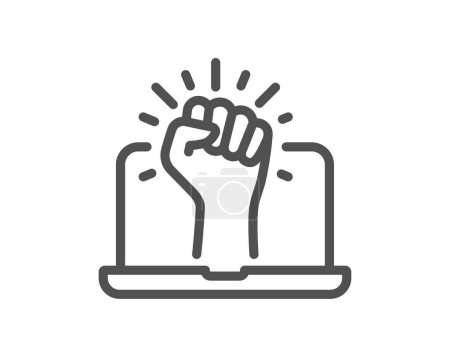 Illustration for Empower line icon. Empowerment strength sign. Online protest fist symbol. Quality design element. Linear style empower icon. Editable stroke. Vector - Royalty Free Image