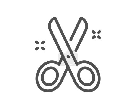 Illustration for Cut line icon. Tailor, hairdresser or barber scissors sign. Shears symbol. Quality design element. Linear style cut icon. Editable stroke. Vector - Royalty Free Image