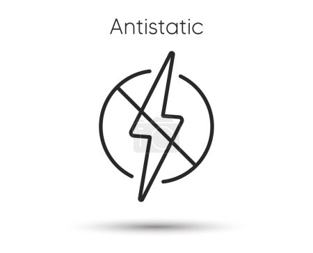 Illustration for Antistatic material line icon. Static electricity lightning bolt sign. No electricity warning symbol. No energy power, voltage or electricity. Antistatic concept line icon. Vector illustration - Royalty Free Image